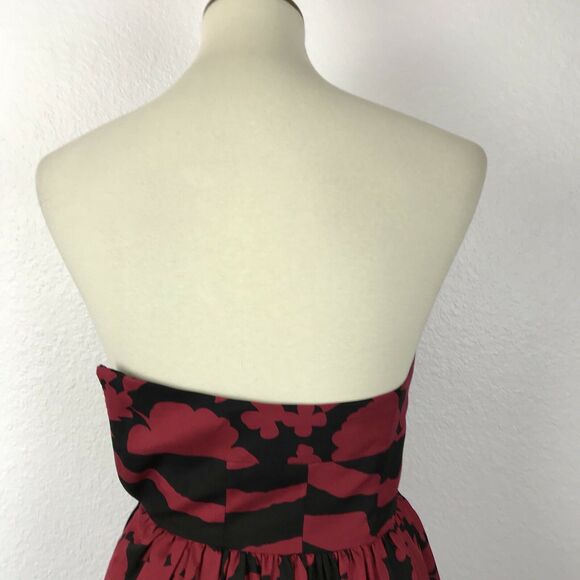 Tibi Vintage Dress Silk Wool Floral Print Fit Flare Strapless - Picture 7 of 9